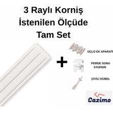 Cazimo 3’lü Perde Rayı Tam Set – Montaja Hazır Komple Korniş Sistemi