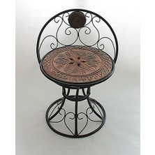Otantik Çarşı Ahşap Ferforje Oymalı Sandalye Tabure 46X46X59 Cm. KNA50-2