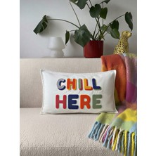 Rahan Design Chill Here Işlemeli Dekoratif Punch Kırlent Kılıfı - 30X50CM - Dekoratif Punch Kırlent Kılıfı