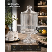 Be-Lis 4,5 Lt Kristal Desenli Lüx Cam Sebil – Musluklu Ayaklı Limonata & Içecek Dispenseri