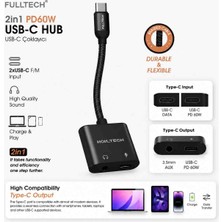 Esmer Bilişim Fulltech 2in1 Pd 60W Usb-C Ses ve Şarj Adaptörü Type-C Hub