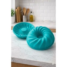 Viarella Turkuaz Silikon Oval Kek Kalıbı Büyük Boy Yüksek Isıya Dayanıklı Silicone Cake Pan