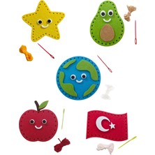 Ngüzel Keçe Tasarım 5 Adet Kendin Yap Keçe Dikiş El Sanatları Seti, Karışık Figürler, Okul Öncesi, Anaokulu