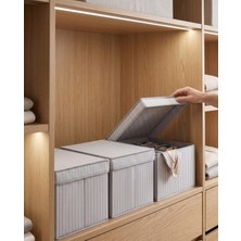 Pixue 3’lü Premium Mini Boy Kapaklı Saklama Kutusu Seti (40X30X20 Cm)