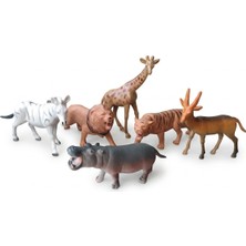 Yeşil Oyuncak Büyük Boy 6 Parça Oyuncak Hayvanlar Vahşi Hayvanlar Aslan Kaplan Zürafa Su Aygırı Ceylan Zebra
