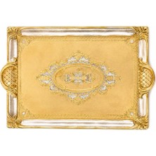 L&m 241/PP-4 Gül Ağacı Gold/silver Tepsi 46X32 cm