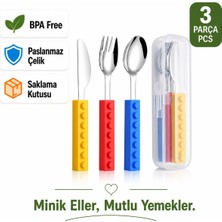Jojobebek Çocuk Çatal Kaşık Bıçak Seti Silikon Saplı BPA Free Saklama Kutulu 18 Ay+ (4 parça)