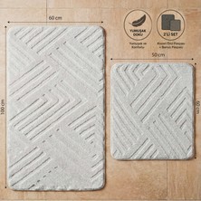 Serenza Living Modern 2’li Banyo Paspas Seti,kaymaz Taban,yumuşak Dokulu Koyu Gri