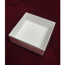 Beyaz Karton Kutu Asetat Kapaklı 50 Adet 8X8X3