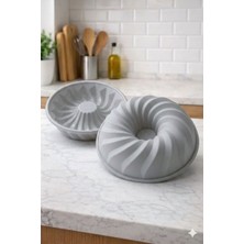 Viarella Açık Gri Silikon Oval Kek Kalıbı Büyük Boy Yüksek Isıya Dayanıklı Silicone Cake Pan