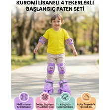 Open City Kuromi Ayarlanabilir Çocuk Paten Seti 25-31 Numara 4 Tekerlekli Mor Koruyucu Setli Lisanslı Mor Seri