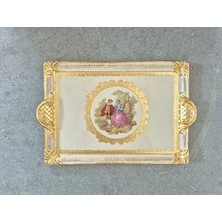 L&m 241/GJR-3 Gül Ağacı Gold/krem Tepsi 40X26 cm