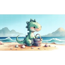 Arterior Wallpaper Deniz Kıyısında Dinozor Çocuk Odası Poster Duvar Kağıdı