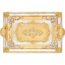 L&m 241/FRE-3 Gül Ağacı Gold/sılver Tepsi 40X26 cm