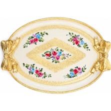 L&m 130/PGFA-2 Gül Ağacı Gold/krem Tepsi 36X26 cm