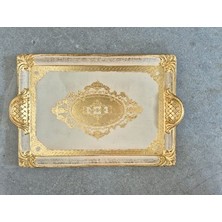L&m 241/FRE-3 Gül Ağacı Gold/krem Tepsi 40X26 cm