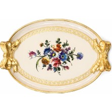 L&m 130/MO-4 Gül Ağacı Gold/krem Tepsi 52X36 cm