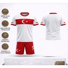 Yenteks Türkiye Milli Takım Özel Tasarım Beyaz-Kırmızı Çocuk Futbol Forması Takımı 2 Li Set Forma+Şort (Kod:01)
