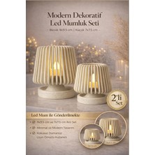 Zulya Modern Dekoratif LED Mumluk Seti 2’li Set LED Mum Dahil
