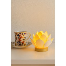 Zulya Lotus Çiçeği Tasarımlı Dekoratif Plastik LED Mumluk Tealight - Sıcak ve Zarif Işık