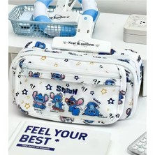 Stitch Kalem Kutusu Sevimli Stitch Tasarımı, Fermuarlı Çok Katmanlı Düzenleyici (Kl-2)