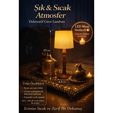 Zulya Mini Abajur LED Mumlu Dekoratif Masa Lambası 17 cm – Sıcak Işık Gece Lambası