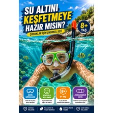 Open City Şnorkel Seti Çocuk Deniz Gözlüğü Maske ve Şnorkel Seti 8+ Yaş Ayarlanabilir Modeli