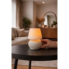 Zulya Modern Mantar Tasarımlı LED Mumluk – 13 cm Dekoratif Gece Lambası | Sıcak Işık, Minimal Şık Tasarım