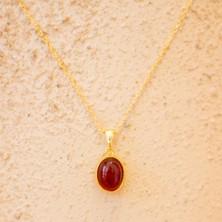 Gümüş Kolye. Akik Taşı (Oval)
