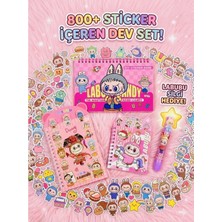 ÖZ OFİS Labubu Kawai Özel Sticker Seti - Şeffaf & Opak Sticker Seti 3'lü Set - Labubu Figürlü Silgi Hediyeli