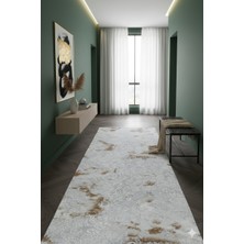 Fuly Consept  Modern Gri Bej Yolluk Kaymaz Taban Halısı FCJ3018 Gri