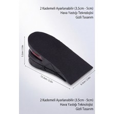 Liarca Boy Uzatıcı Ayakkabı Tabanlığı - 5 Cm'ye Kadar 2 Kademeli Ayarlanabilir Hava Yastıklı Silikon Ortopedik Topuk Yükseltici - Darbe Emici Esnek Unisex Boy Uzatan Tabanlık
