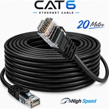 Vwin 20 Metre Cat6 Internet Ethernet Ağ Kablosu Utp Patch Network Kablo High Speed ( Siyah )
