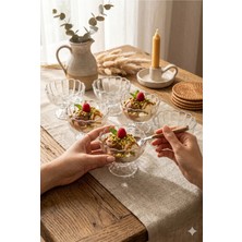 Homerest 6'lı Ayaklı Cam Tatlı Kasesi Seti Dondurmalık ve Sunum Kasesi Bohem Vintage Tasarım Şık Mutfak Takım