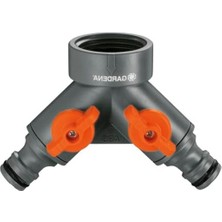 Gardena 2 Yollu Vana: 26,5 mm (G 3/4 Inç) Dişli Musluk Için Su Dağıtıcı, Iki Cihazın Aynı Anda Bağlanması Için, Her Iki Çıkış Ayarlanabilir (938-20)