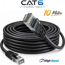 Vwin 10 Metre Cat6 Internet Ethernet Ağ Kablosu Cat6 Utp Patch Kablo High Speed ( Siyah )