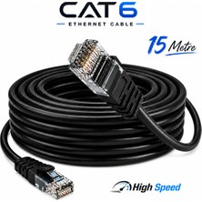 Vwin 15 Metre Cat6 Internet Ethernet Ağ Kablosu Utp Patch Network Kablo High Speed ( Siyah )