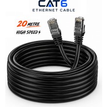 Anktek 20 Metre Cat6 Internet Ethernet Network Kablosu Utp Patch Lan Ağ Kablosu -Siyah-