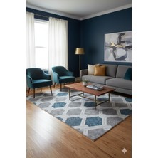 Fuly Consept  Dijital Baskılı Yolluk Halı Yıkanabilir Modern Model FCJ3011 Mavi