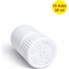 10 Adet 30 ml Bastır Çevir Kapak  Numune-Ilaç-Tarım-Ecza-Tablet-Hap-Kapsül  Plastik Ilaç Kutu Şişesi