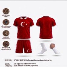 Yenteks Türkiye Milli Takım Yakalı Özel Tasarım Kırmızı-Beyaz Çocuk Futbol Forması Takımı 4 Lü Set Forma+Şort+Bileklik+Çorap (KOD:Y04)