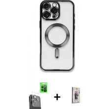 Marsilyan™- iPhone 16 Pro Kılıf Nova Işık Özel Seri - Siyah Bilvis 3D Cam Ekran Koruyucu + Raze Metal Kamera Lens - Sh