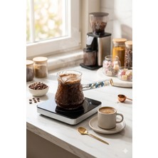 Homerest 300 ml Isıya Dayanıklı Borosilikat Cam Cezve Kuru Çiçek Saplı Türk Kahvesi Sunum Cezvesi