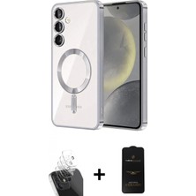 Marsilyan™- Galaxy S24 Plus Kılıf Nova Işık Özel Seri - Siyah 6d Antistatik Mat Seramik Hayalet Nano Ekran Koruyucu + Kamera Lens Koruma Cam - Sf