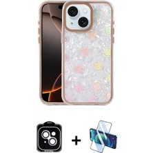 Marsilyan™- iPhone 14 Kılıf Odak Prime - Siyah 3D Antistatik Cam Ekran Koruyucu + Pvd Metal Kamera Lens - Gs