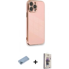 Marsilyan™- iPhone 13 Pro Max Kılıf Yankı Serisi - Siyah Bilvis 3D Cam Ekran Koruyucu + Shine Kamera Lens Koruma Cam - Mı