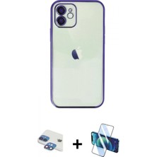 Marsilyan™- iPhone 11 Kılıf Vadi Minimal - Siyah 3D Antistatik Cam Ekran Koruyucu + Pers Alüminyum Kamera Lens - Gı