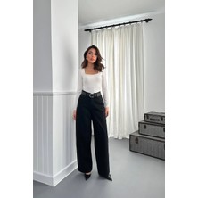 Modadua Siyah Geniş Paça Jeans Pantolon