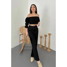 Modadua Siyah Yaka Bluz ve Pantolon Siyah