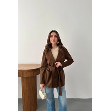 Modadua Camel Süet Bağlamalı Ceket